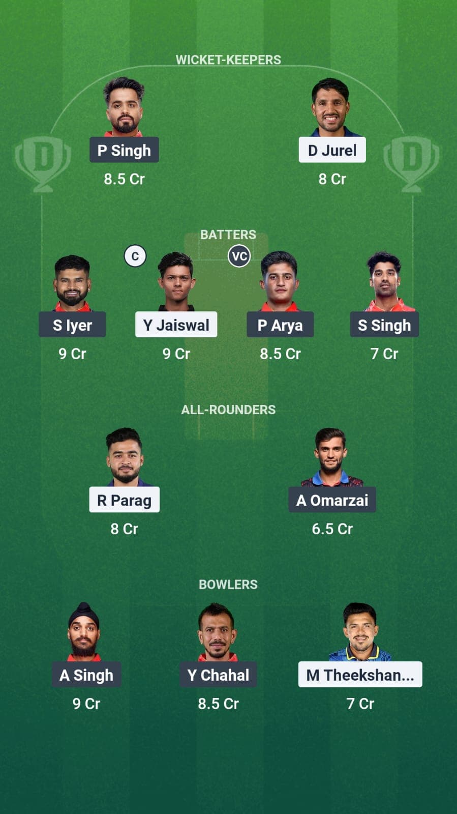 RR vs PBKS Dream11